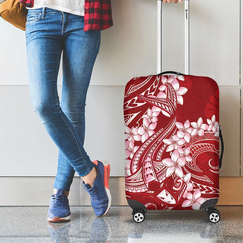Red Polynesia Hammerhead Shark Tattoo With Plumeria Lei Luggage Cover
