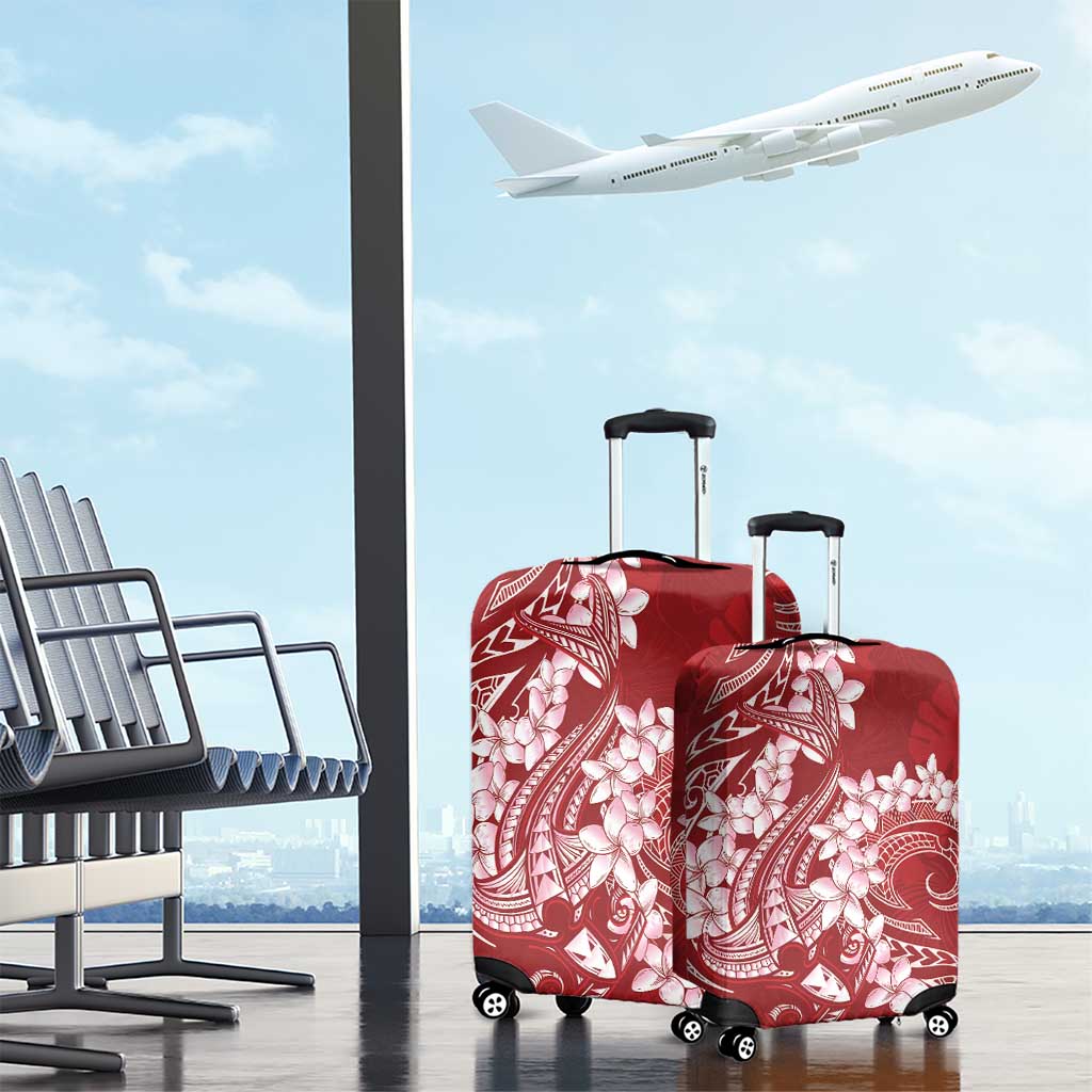 Red Polynesia Hammerhead Shark Tattoo With Plumeria Lei Luggage Cover
