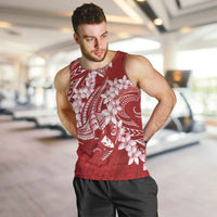Red Polynesia Hammerhead Shark Tattoo With Plumeria Lei Men Tank Top LT14 Red - Polynesian Pride