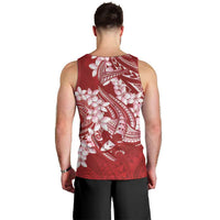 Red Polynesia Hammerhead Shark Tattoo With Plumeria Lei Men Tank Top LT14 - Polynesian Pride