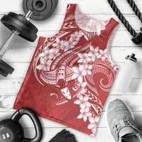 Red Polynesia Hammerhead Shark Tattoo With Plumeria Lei Men Tank Top LT14 - Polynesian Pride