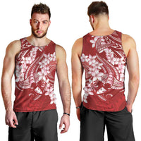 Red Polynesia Hammerhead Shark Tattoo With Plumeria Lei Men Tank Top LT14 - Polynesian Pride