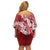 Red Polynesia Hammerhead Shark Tattoo With Plumeria Lei Off Shoulder Short Dress