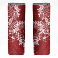 Red Polynesia Hammerhead Shark Tattoo With Plumeria Lei Skinny Tumbler