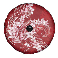 Red Polynesia Hammerhead Shark Tattoo With Plumeria Lei Spare Tire Cover LT14 - Polynesian Pride