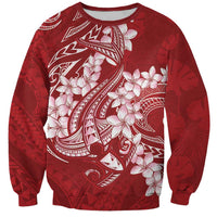 Red Polynesia Hammerhead Shark Tattoo With Plumeria Lei Sweatshirt LT14 Unisex Red - Polynesian Pride