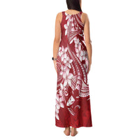 Red Polynesia Hammerhead Shark Tattoo With Plumeria Lei Tank Maxi Dress