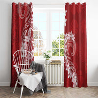 Red Polynesia Hammerhead Shark Tattoo With Plumeria Lei Window Curtain LT14 - Polynesian Pride