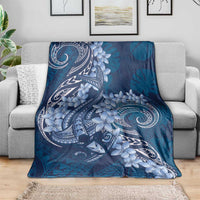 Navy Blue Polynesia Hammerhead Shark Tattoo With Plumeria Lei Blanket LT14 - Polynesian Pride