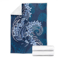 Navy Blue Polynesia Hammerhead Shark Tattoo With Plumeria Lei Blanket LT14 - Polynesian Pride
