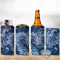 Navy Blue Polynesia Hammerhead Shark Tattoo With Plumeria Lei 4 in 1 Can Cooler Tumbler LT14 - Polynesian Pride