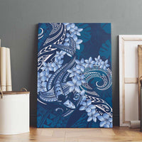 Navy Blue Polynesia Hammerhead Shark Tattoo With Plumeria Lei Canvas Wall Art LT14 - Polynesian Pride
