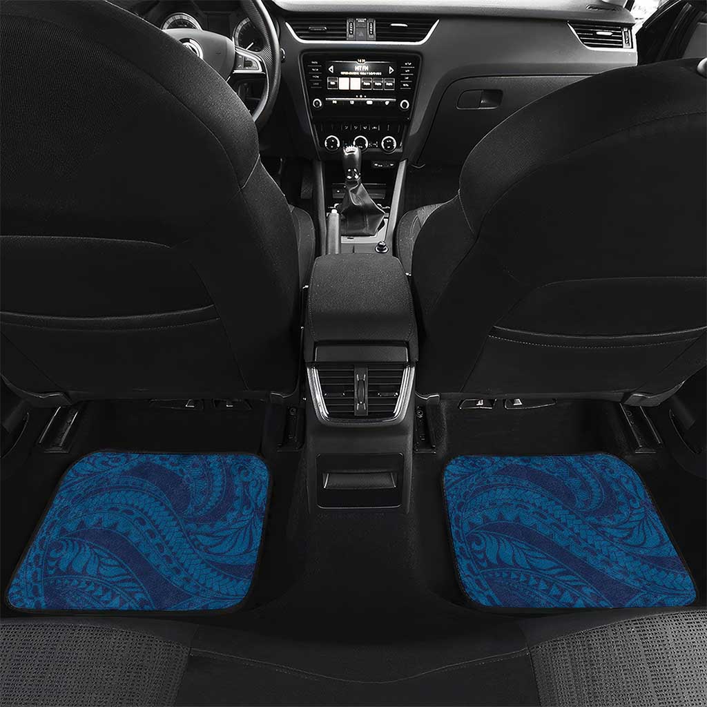 Navy Blue Polynesia Hammerhead Shark Tattoo With Plumeria Lei Car Mats LT14 Set 2pcs - Back Navy Blue - Polynesian Pride