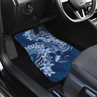 Navy Blue Polynesia Hammerhead Shark Tattoo With Plumeria Lei Car Mats LT14 - Polynesian Pride