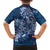 Navy Blue Polynesia Hammerhead Shark Tattoo With Plumeria Lei Family Matching Off The Shoulder Long Sleeve Dress and Hawaiian Shirt