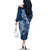 Navy Blue Polynesia Hammerhead Shark Tattoo With Plumeria Lei Family Matching Off The Shoulder Long Sleeve Dress and Hawaiian Shirt