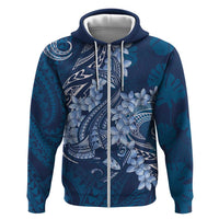 Navy Blue Polynesia Hammerhead Shark Tattoo With Plumeria Lei Hoodie