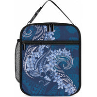 Navy Blue Polynesia Hammerhead Shark Tattoo With Plumeria Lei Lunch Bag LT14 10.2 × 8.3 × 4.3 inch Navy Blue - Polynesian Pride