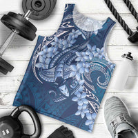 Navy Blue Polynesia Hammerhead Shark Tattoo With Plumeria Lei Men Tank Top LT14 - Polynesian Pride