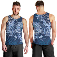 Navy Blue Polynesia Hammerhead Shark Tattoo With Plumeria Lei Men Tank Top LT14 - Polynesian Pride