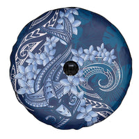 Navy Blue Polynesia Hammerhead Shark Tattoo With Plumeria Lei Spare Tire Cover LT14 - Polynesian Pride