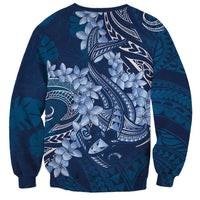 Navy Blue Polynesia Hammerhead Shark Tattoo With Plumeria Lei Sweatshirt LT14 - Polynesian Pride