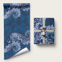 Navy Blue Polynesia Hammerhead Shark Tattoo With Plumeria Lei Wrapping Paper LT14 58" × 23" Navy Blue - Polynesian Pride