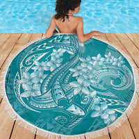Teal Polynesia Hammerhead Shark Tattoo With Plumeria Lei Beach Blanket LT14 - Polynesian Pride