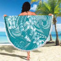 Teal Polynesia Hammerhead Shark Tattoo With Plumeria Lei Beach Blanket LT14 - Polynesian Pride