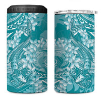 Teal Polynesia Hammerhead Shark Tattoo With Plumeria Lei 4 in 1 Can Cooler Tumbler LT14 One Size: 16 oz Teal - Polynesian Pride