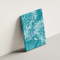 Teal Polynesia Hammerhead Shark Tattoo With Plumeria Lei Canvas Wall Art LT14 - Polynesian Pride