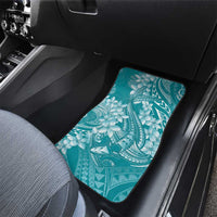 Teal Polynesia Hammerhead Shark Tattoo With Plumeria Lei Car Mats LT14 - Polynesian Pride