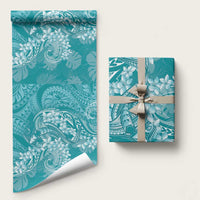 Teal Polynesia Hammerhead Shark Tattoo With Plumeria Lei Wrapping Paper LT14 58" × 23" Teal - Polynesian Pride