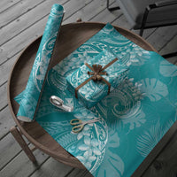 Teal Polynesia Hammerhead Shark Tattoo With Plumeria Lei Wrapping Paper LT14 - Polynesian Pride