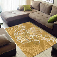 Yellow Polynesia Hammerhead Shark Tattoo With Plumeria Lei Area Rug