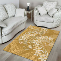 Yellow Polynesia Hammerhead Shark Tattoo With Plumeria Lei Area Rug