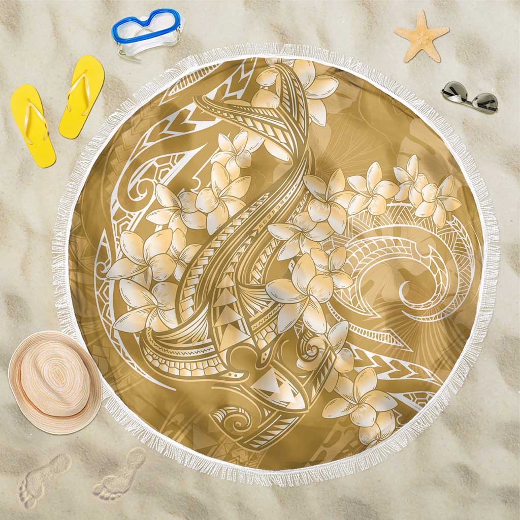 Yellow Polynesia Hammerhead Shark Tattoo With Plumeria Lei Beach Blanket LT14 One Size 150cm Yellow - Polynesian Pride