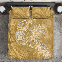 Yellow Polynesia Hammerhead Shark Tattoo With Plumeria Lei Bedding Set