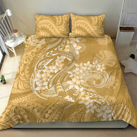 Yellow Polynesia Hammerhead Shark Tattoo With Plumeria Lei Bedding Set