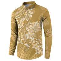 Yellow Polynesia Hammerhead Shark Tattoo With Plumeria Lei Button Sweatshirt LT14 - Polynesian Pride