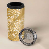 Yellow Polynesia Hammerhead Shark Tattoo With Plumeria Lei 4 in 1 Can Cooler Tumbler LT14 - Polynesian Pride