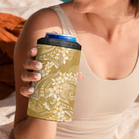 Yellow Polynesia Hammerhead Shark Tattoo With Plumeria Lei 4 in 1 Can Cooler Tumbler LT14 - Polynesian Pride