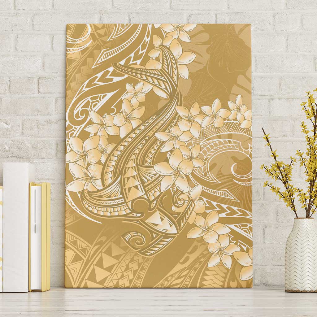Yellow Polynesia Hammerhead Shark Tattoo With Plumeria Lei Canvas Wall Art LT14 Without Frame Yellow - Polynesian Pride