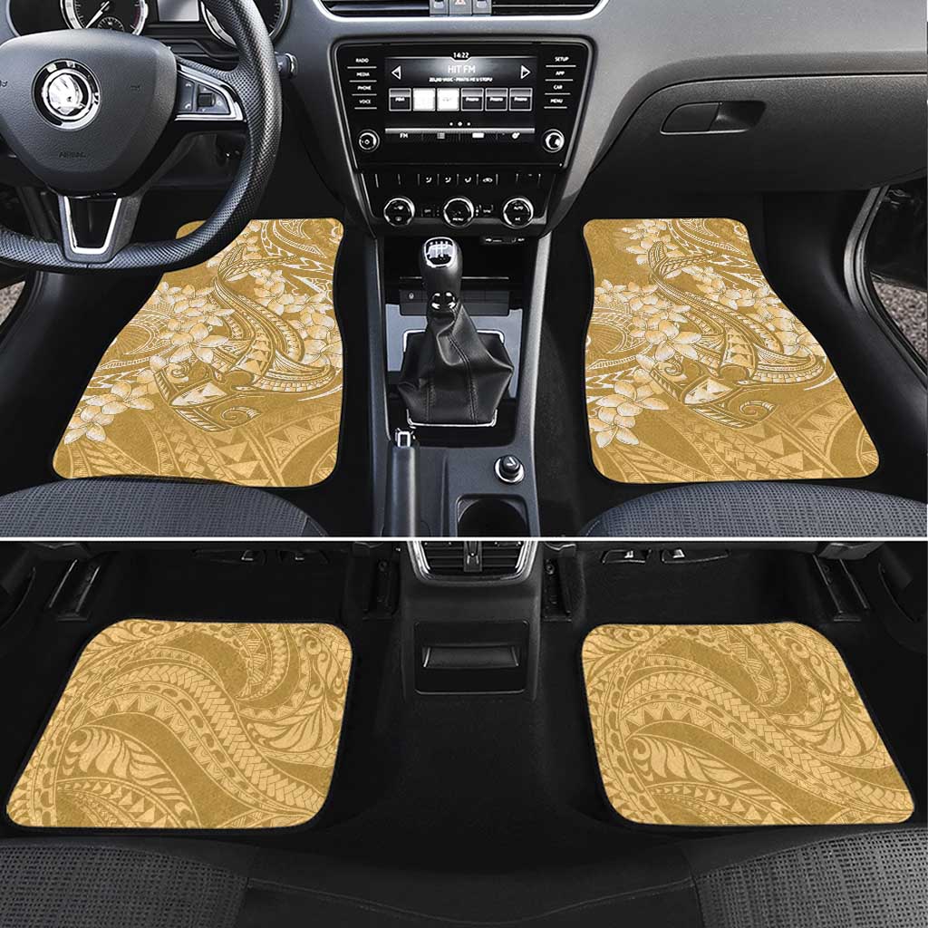 Yellow Polynesia Hammerhead Shark Tattoo With Plumeria Lei Car Mats LT14 Set 4pcs Yellow - Polynesian Pride