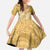 Yellow Polynesia Hammerhead Shark Tattoo With Plumeria Lei Family Matching Off The Shoulder Long Sleeve Dress and Hawaiian Shirt