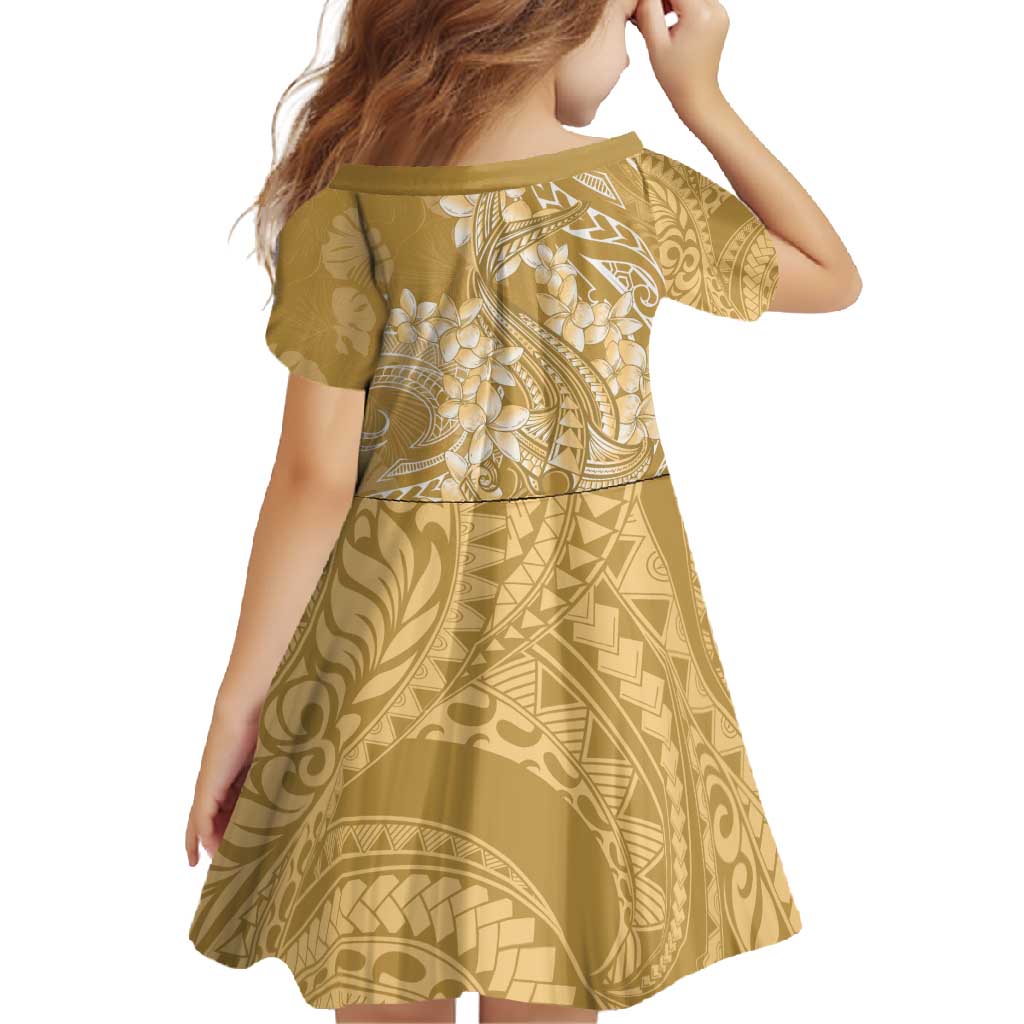 Yellow Polynesia Hammerhead Shark Tattoo With Plumeria Lei Family Matching Summer Maxi Dress and Hawaiian Shirt
