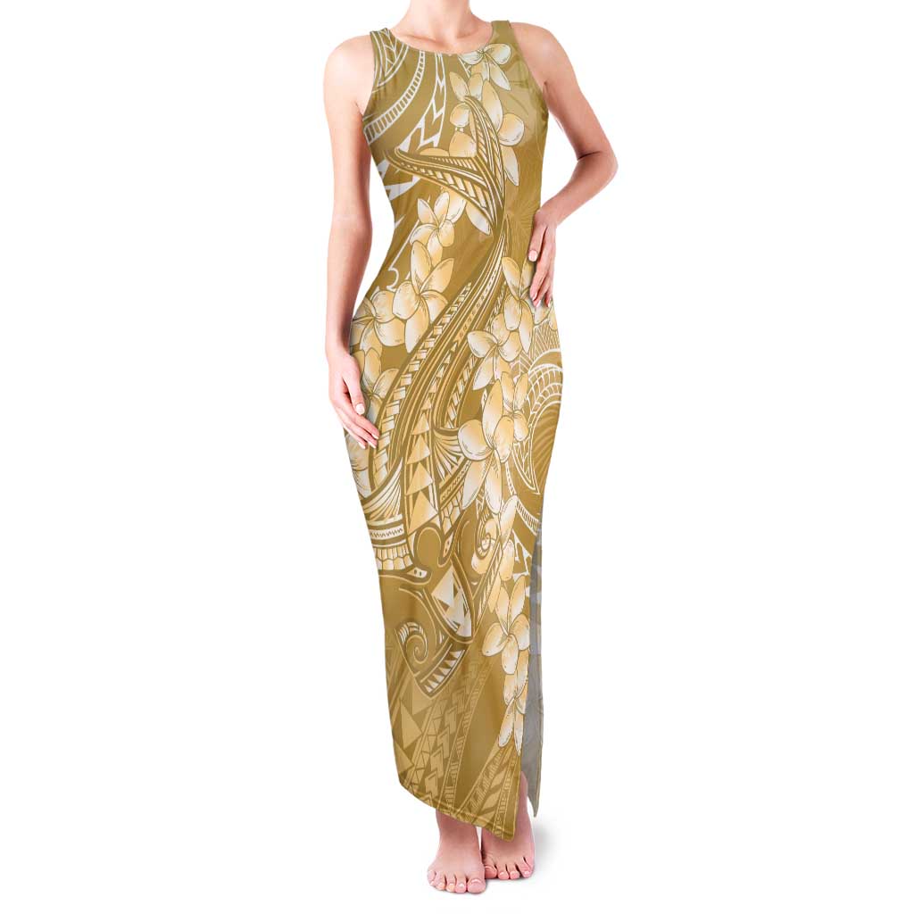 Yellow Polynesia Hammerhead Shark Tattoo With Plumeria Lei Family Matching Tank Maxi Dress and Hawaiian Shirt