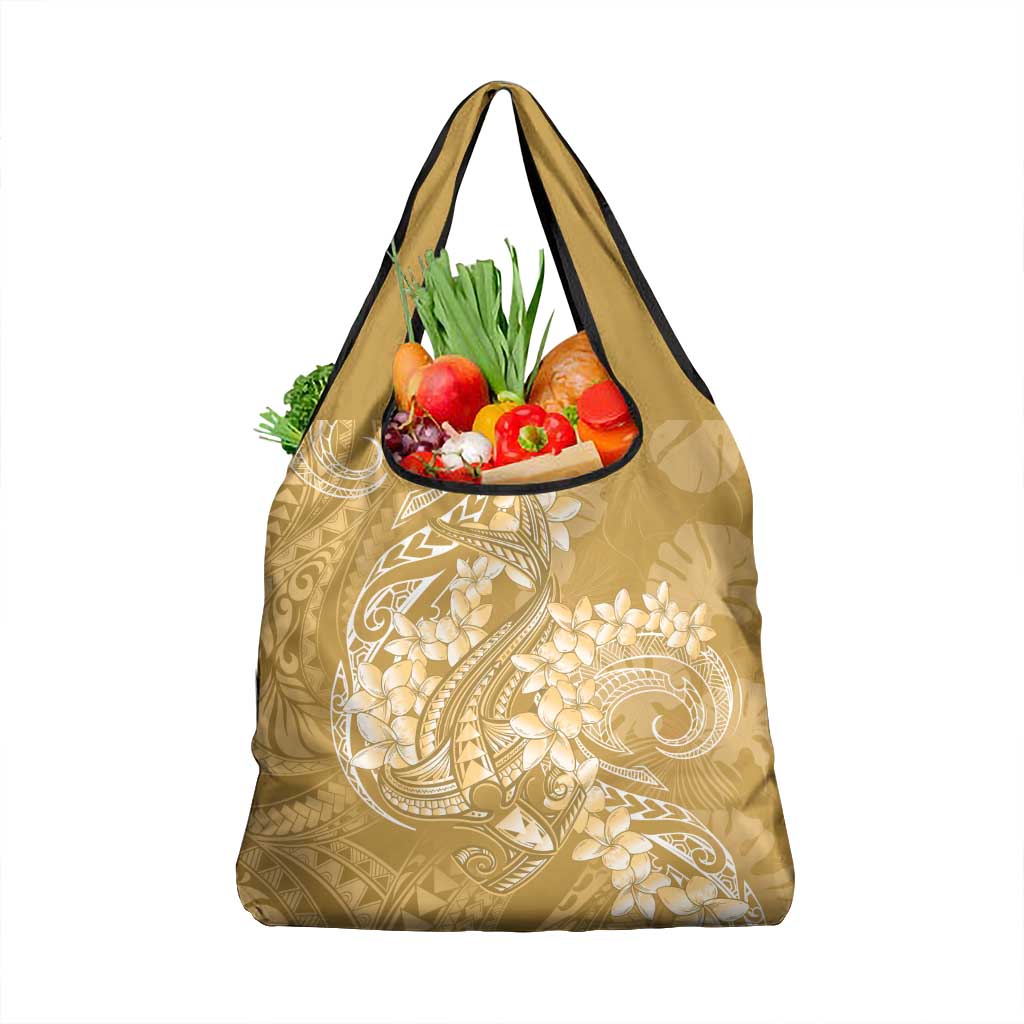 Yellow Polynesia Hammerhead Shark Tattoo With Plumeria Lei Grocery Bag LT14 1-pack One Size Yellow - Polynesian Pride