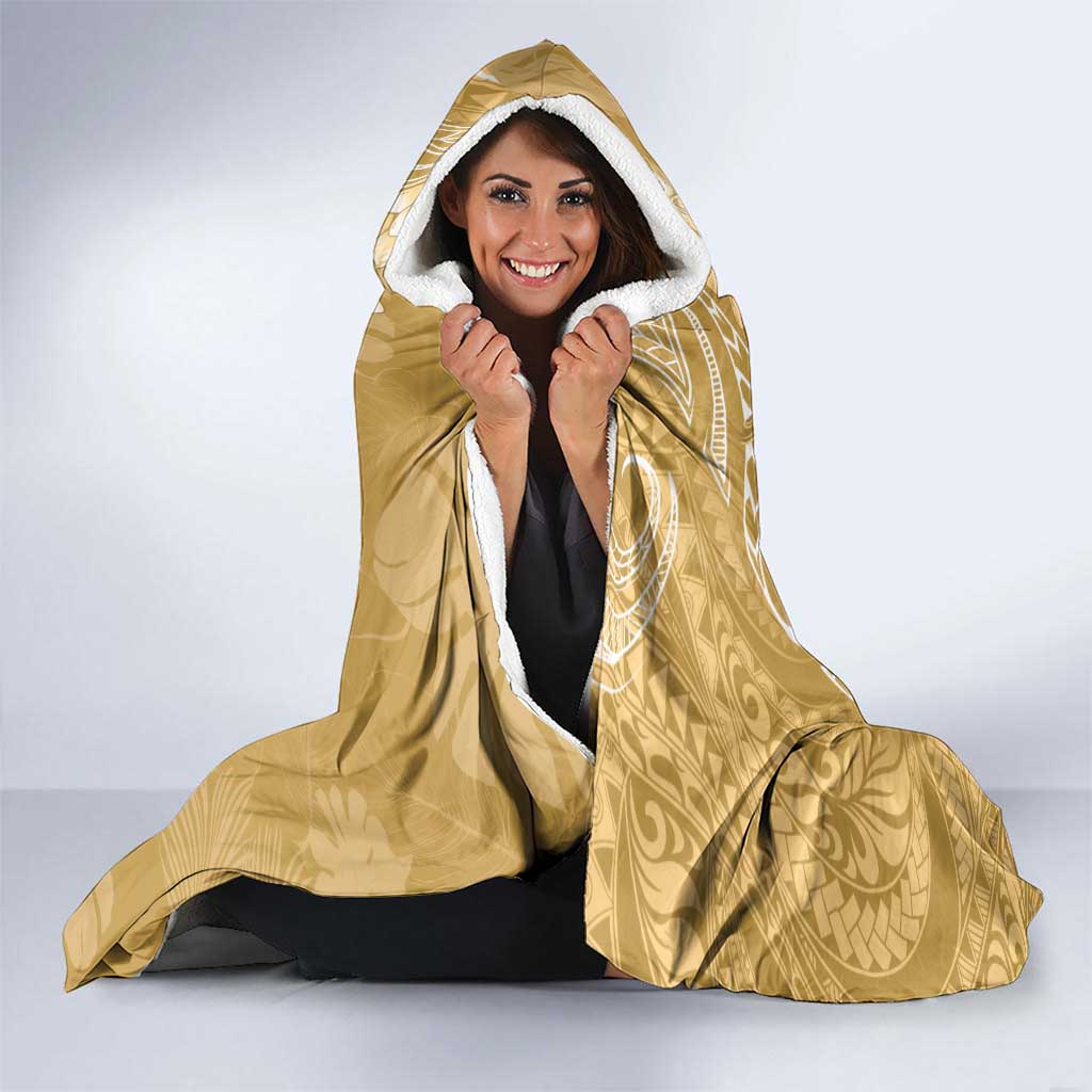 Yellow Polynesia Hammerhead Shark Tattoo With Plumeria Lei Hooded Blanket LT14 - Polynesian Pride