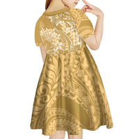 Yellow Polynesia Hammerhead Shark Tattoo With Plumeria Lei Kid Short Sleeve Dress LT14 - Polynesian Pride